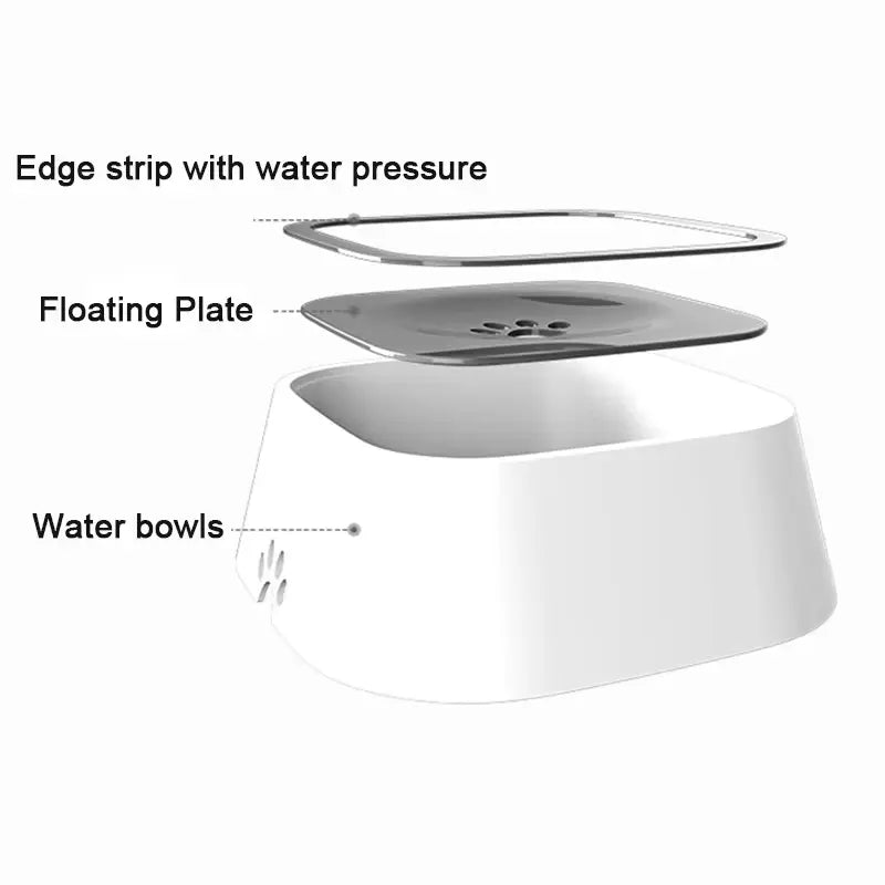 No-Spill Pet Water Bowl with Floating Disc